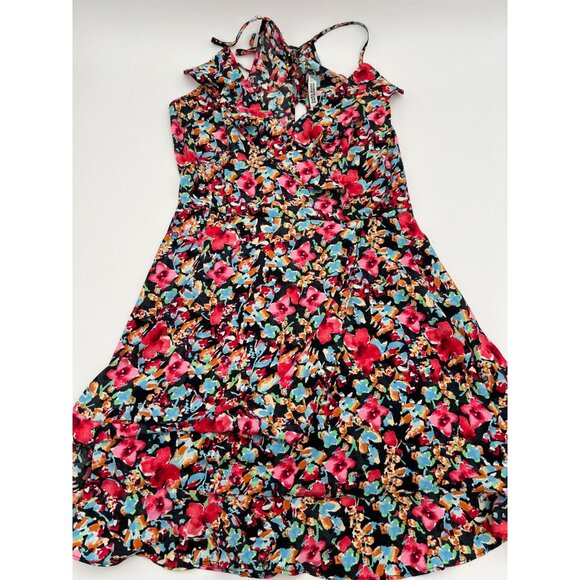 Zara Basic Floral Wrap Dress Multicolor Sleeveless V-Neck Halter Tie Back S - Picture 2 of 7